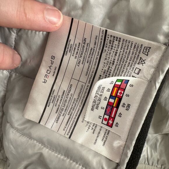 Spyder men’s small Silver Jacket with Quilted Design grey and black - Picture 3 of 16